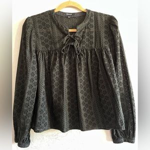 Madewell black eyelet blouse